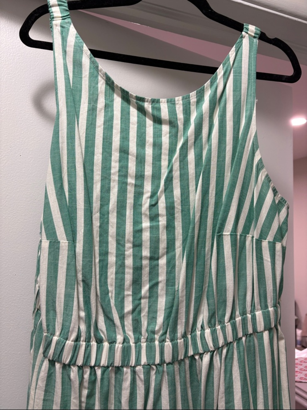 Green and White Striped Sleeveless Maxi Dress - Picture 2 of 5